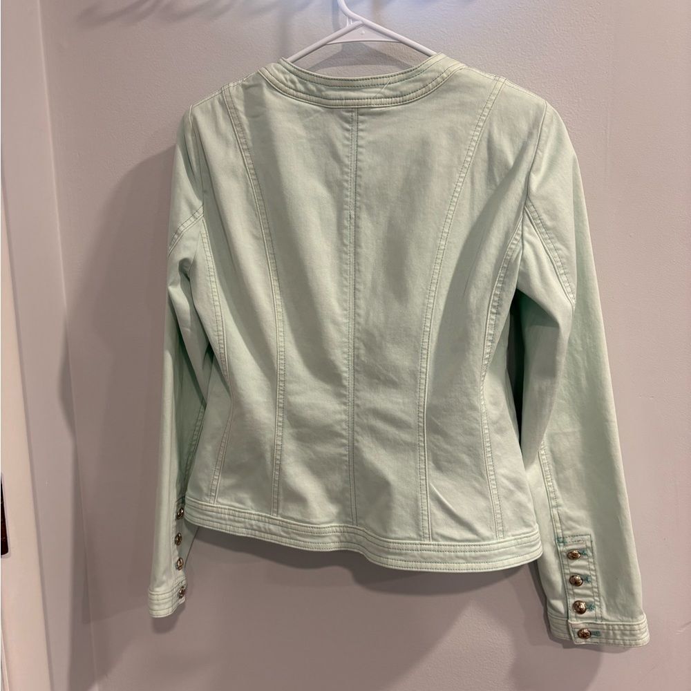 White House Black Market Light Mint Green Jacket Beautifully Military Style - Picture 13 of 16